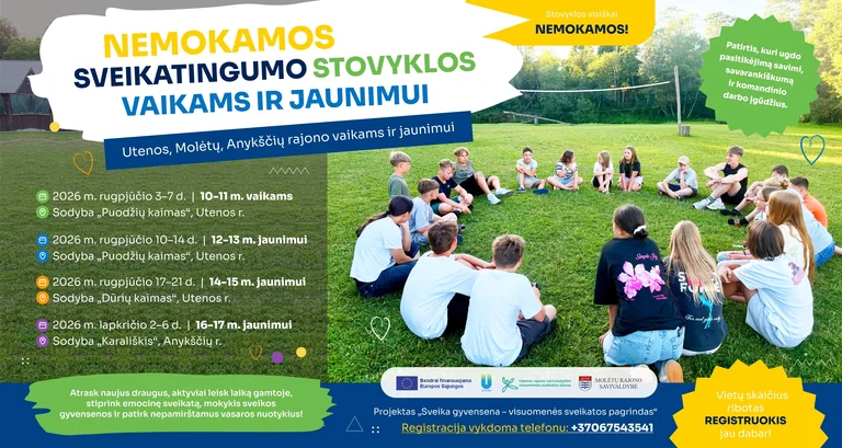 Molėtų vaikams – nemokamos stovyklos, bet vietų skaičius ribotas