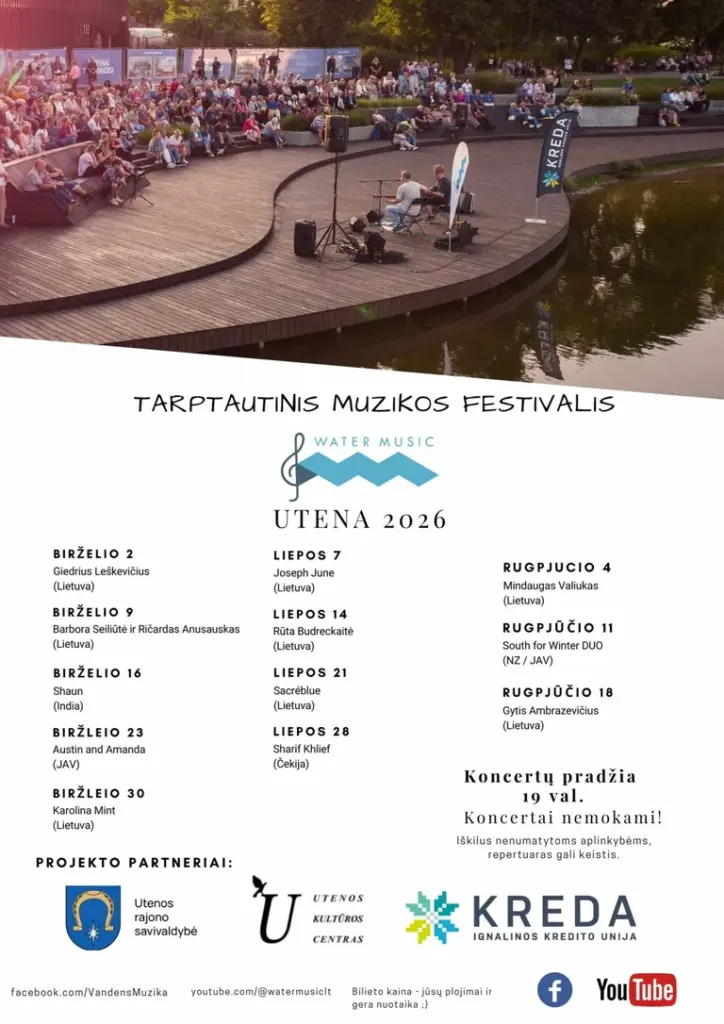 Utenoje – nemokama „Vandens Muzika“ liepos 25-ąją