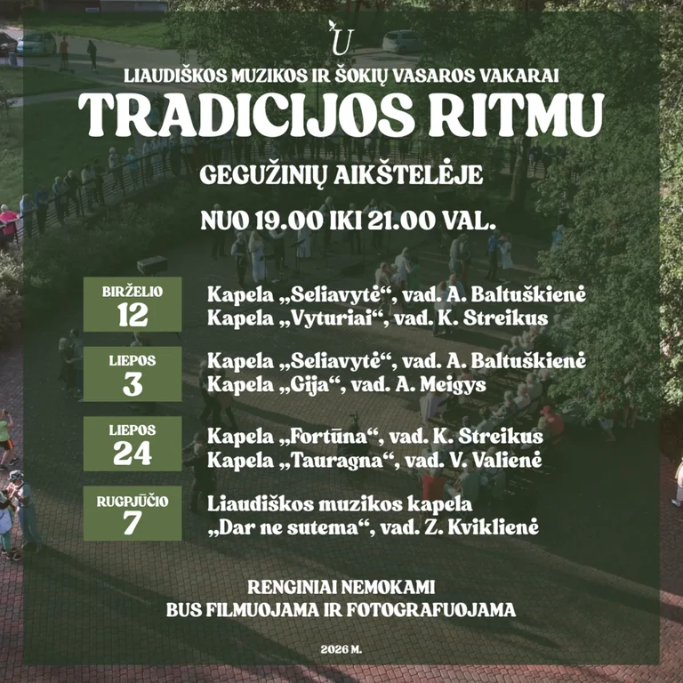 Utenoje – nemokamas „Tradicijos ritmu“ vakaras rugpjūčio 7-ąją