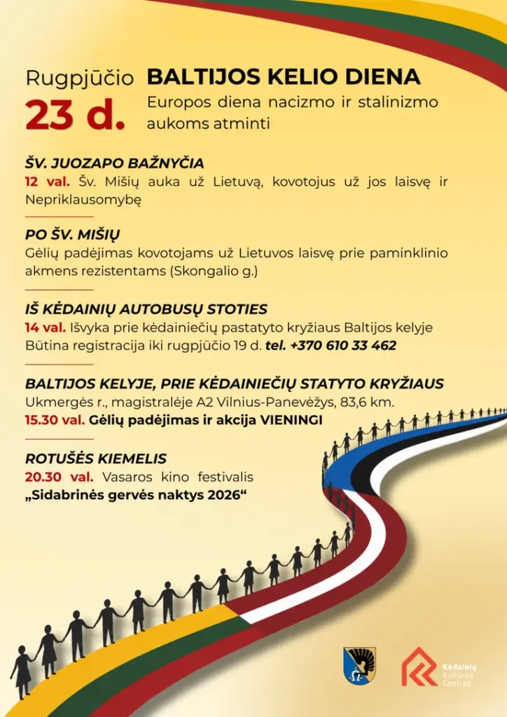 Baltijos kelio diena Kėdainiuose: nemokama programa
