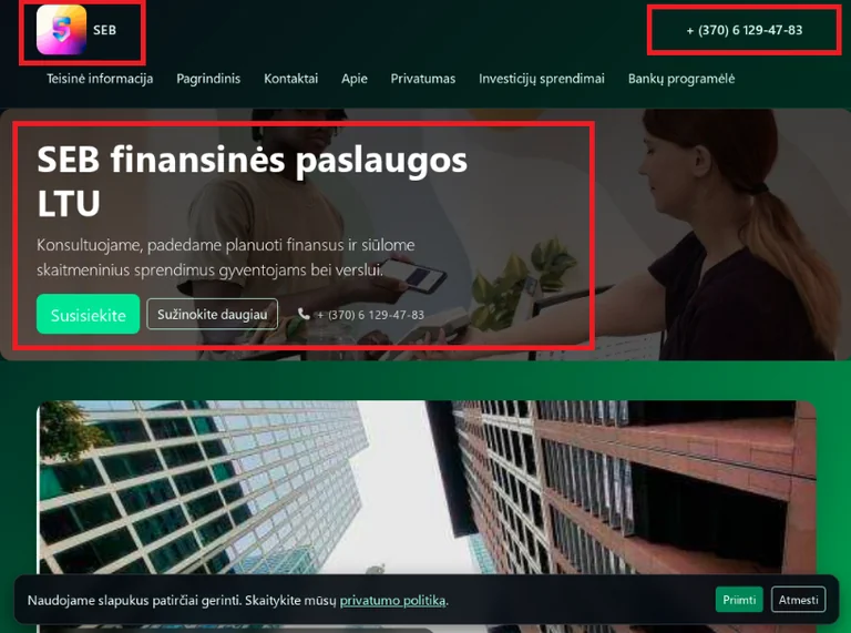 Netikra SEB reklama gali nuvesti į sukčių puslapį