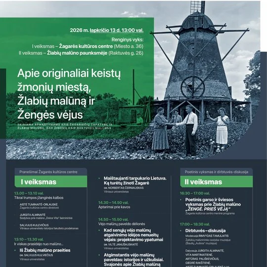 Žagarėje kalbės apie vietos tapatybę ir senąjį malūną